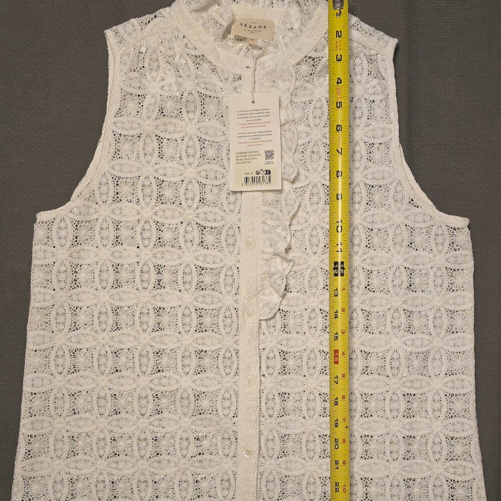 Sezane Celinda Shirt Plain Ecru Guipure - Picture 9 of 11
